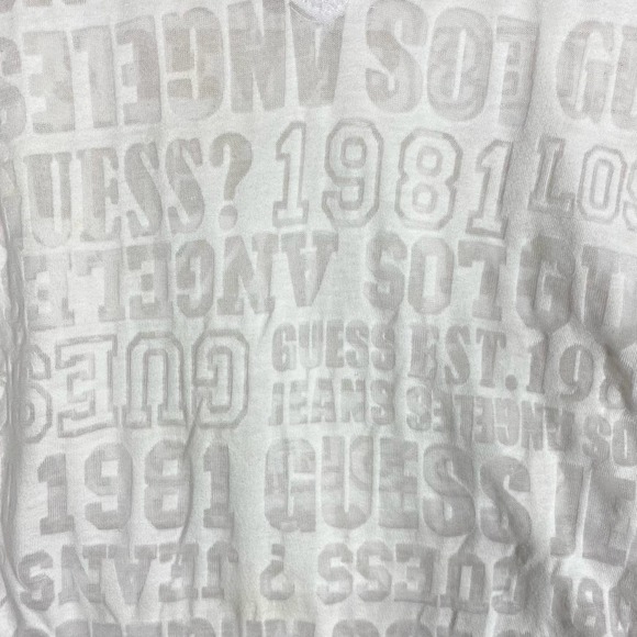 Guess Los Angeles 1981 Logo Sheer V Neck T Shirt White Womens Size Medium - Picture 3 of 10